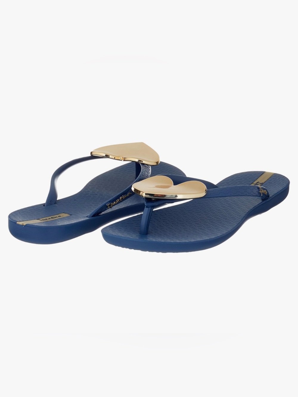 NWT Ipanema Ana Wave Heart Flip Flops Sandals Blue & Gold | Women's Size 7 - Picture 5 of 12